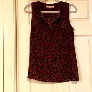 LOFT Leopard Animal Print Tie Front Tank Size S